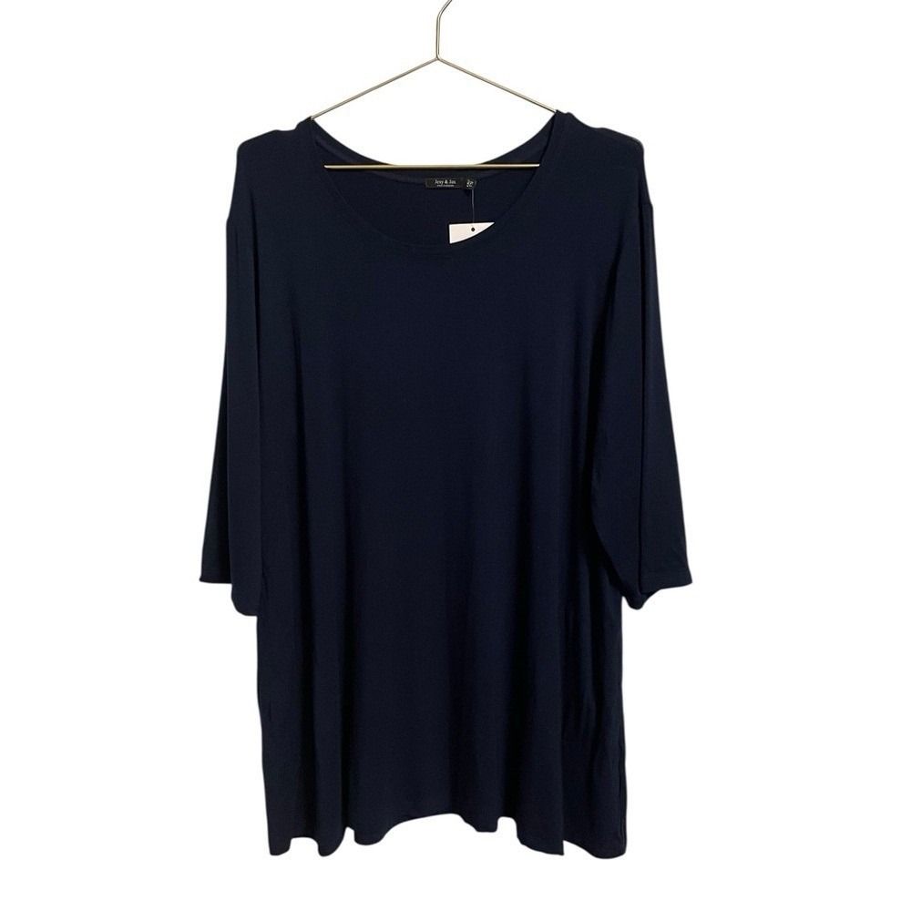 Jexy & Jax Navy Blue Bamboo Rayon Blend 3/4 Sleeve Tunic Top XXL Made in Canada